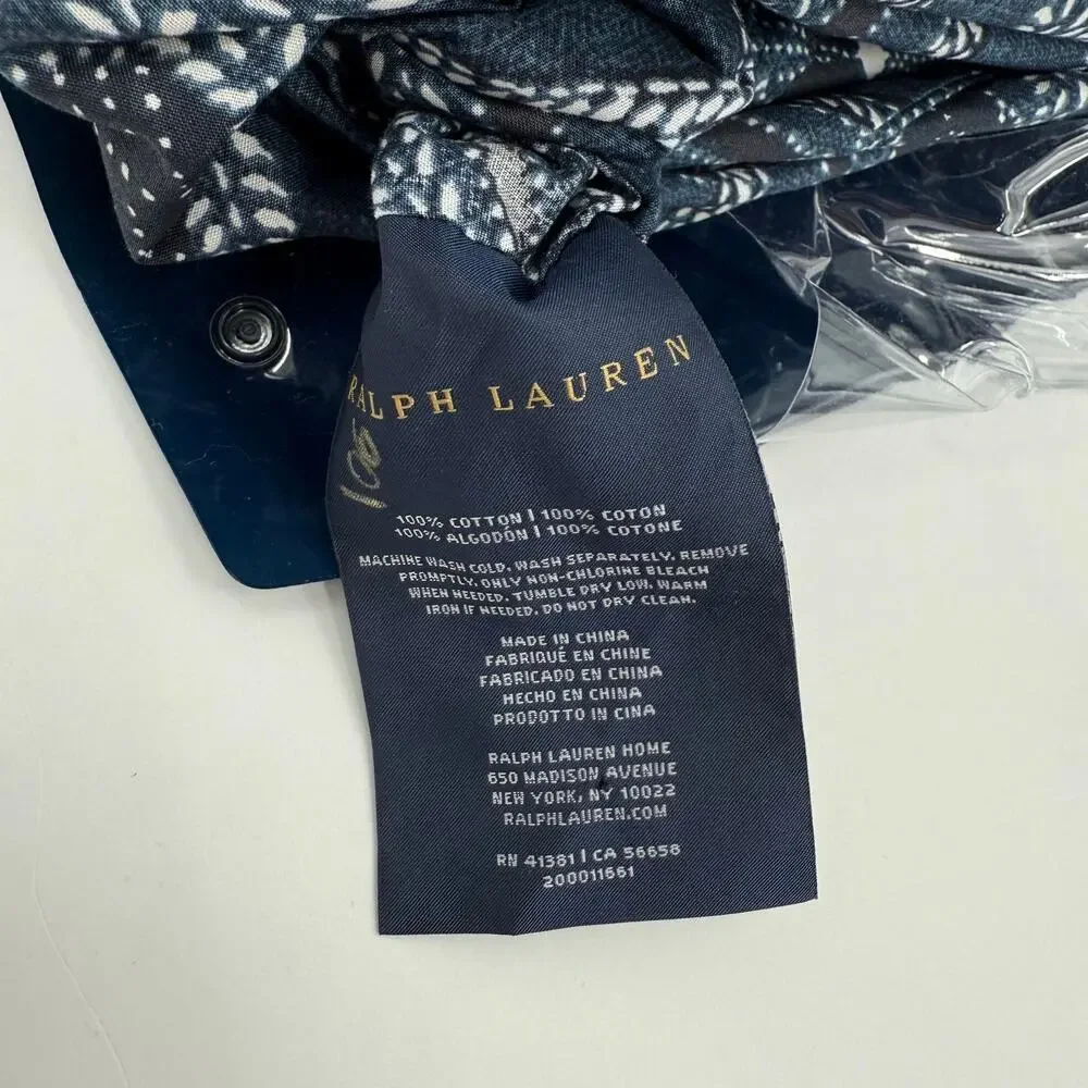 Ralph Lauren Home King Duvet Cover 108 x 96 Francois NWT Navy Blue Cotton $425